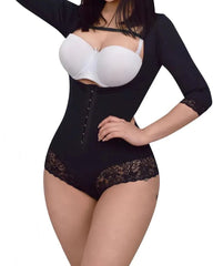 Women Full Body Waist Trainer Zipper Tummy Control Upper Arm Open Bust Slimmer Corset Shaper Girdle