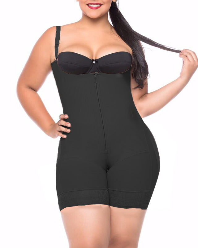 Women's Butt Lifting Open Bust Bodysuit Body Shaper With Zipper Shapewear Slimming Compression Faja With Straps Ref2132