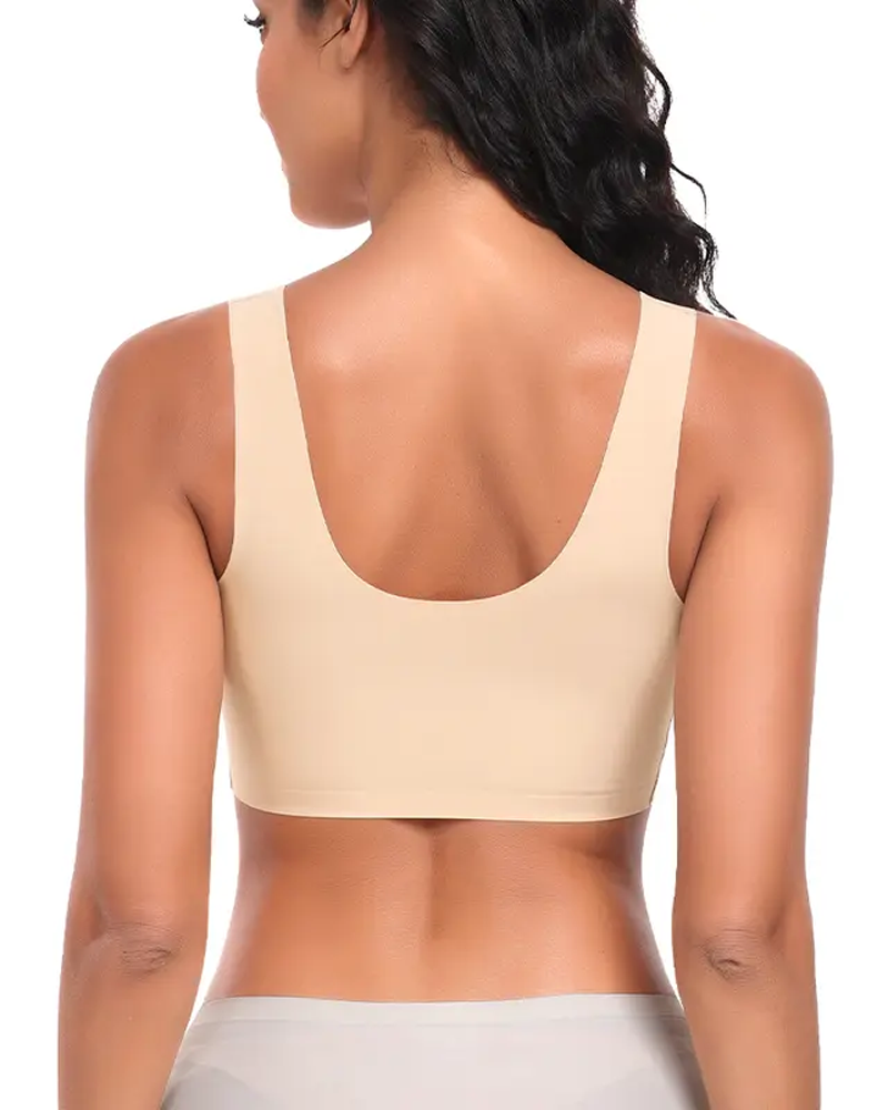 Ice Silk Seamless Wire-Free Push-Up Sports Bra