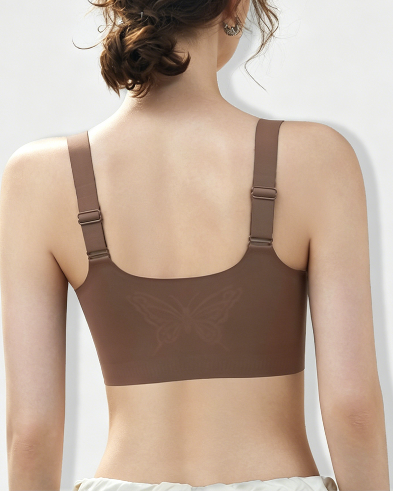 Front Zip Lift Up Anti-Sagging Gathering Bra