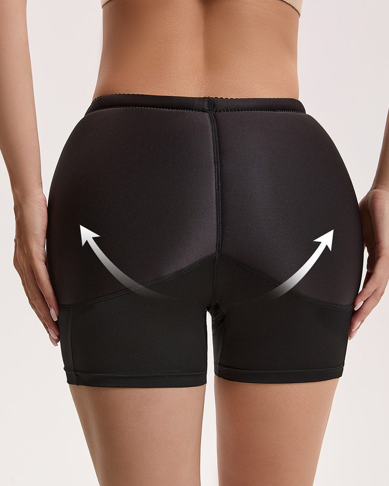 High Waisted Tummy Control Butt Lifter Shapewear Shorts With Padded Hip Pads
