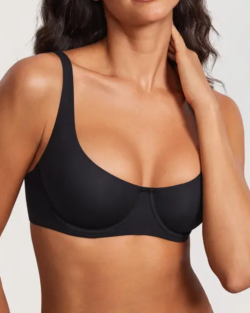 Unpadded Underwire Support Demi-Cup Bra