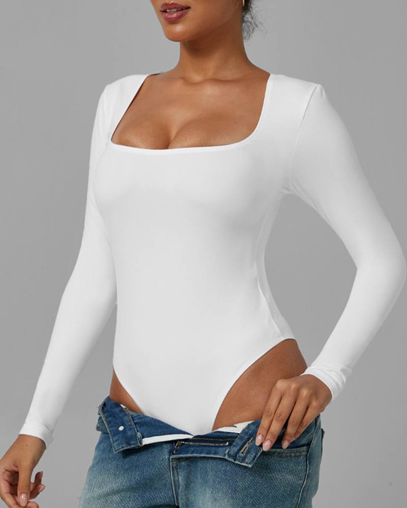 Square Neck High-Elastic Quick-Drying Sports Bodysuit
