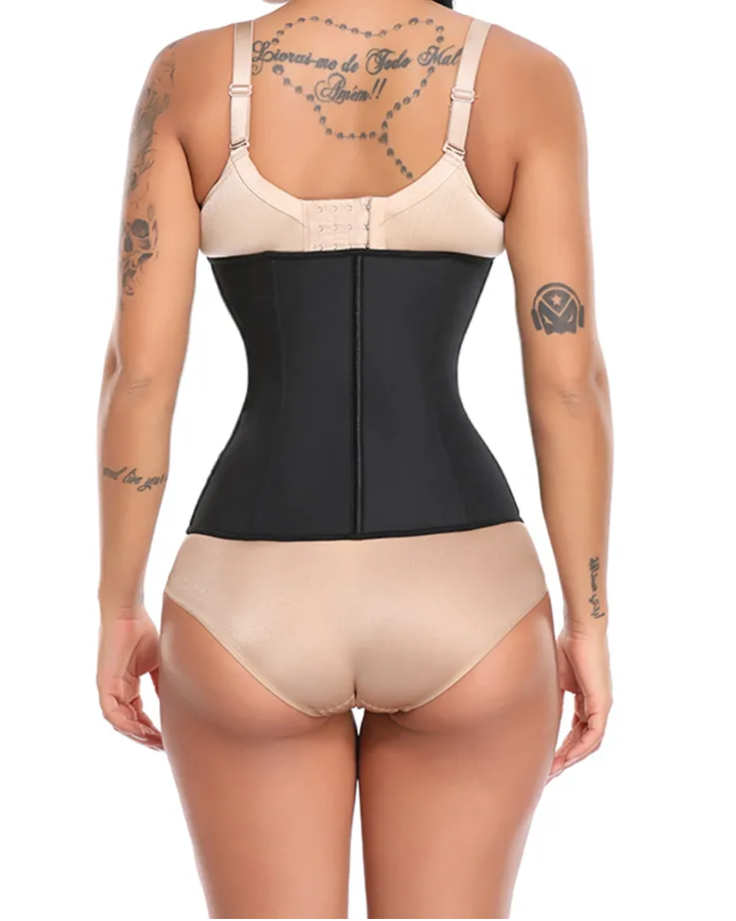 Latex Zipper Waist Trainer Corset for Weight Loss Hi-Waist Double Tummy Control Sport Workout Body Shaper