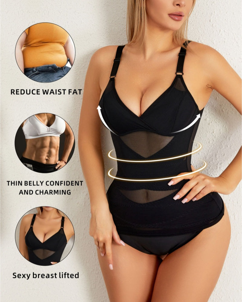 Women Tummy Control Shapewear Compression Tanks Cami Tops V-Neck Camisoles with Built in Bra