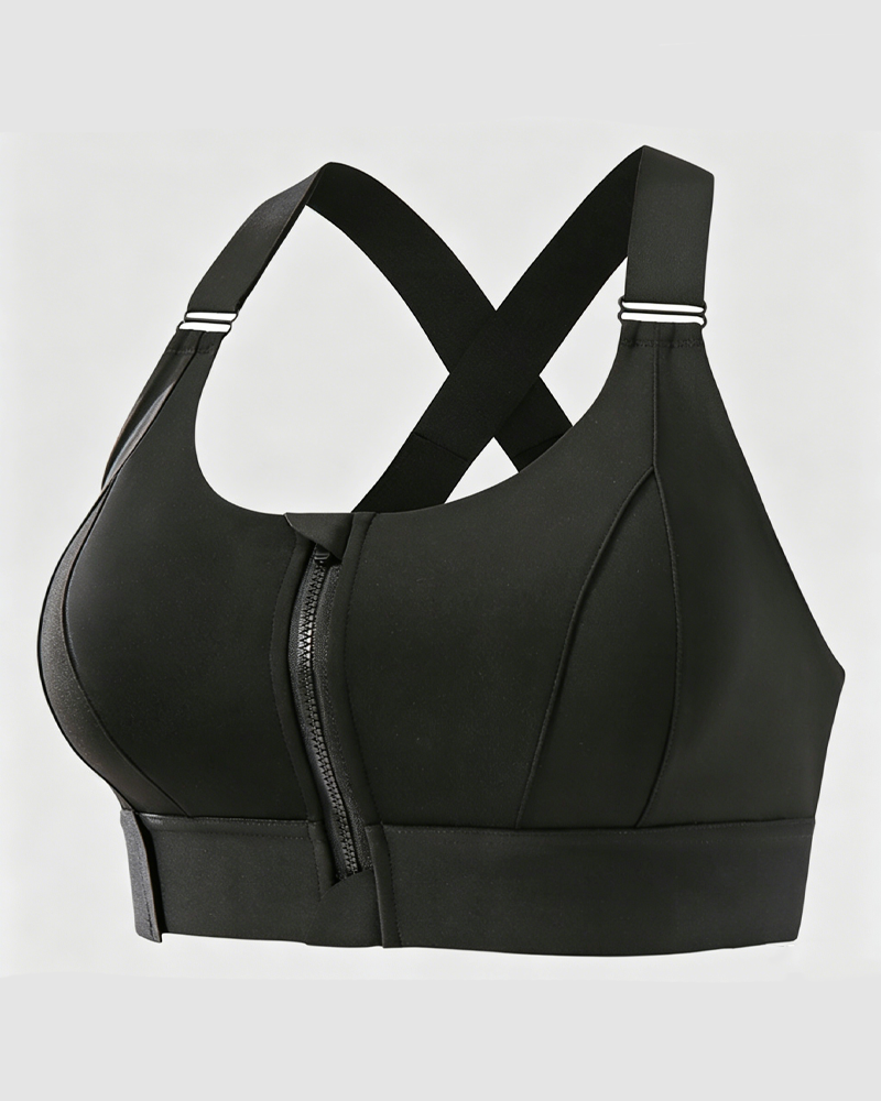Adjustable Front Zip Beauty Back Yoga Sports Bra