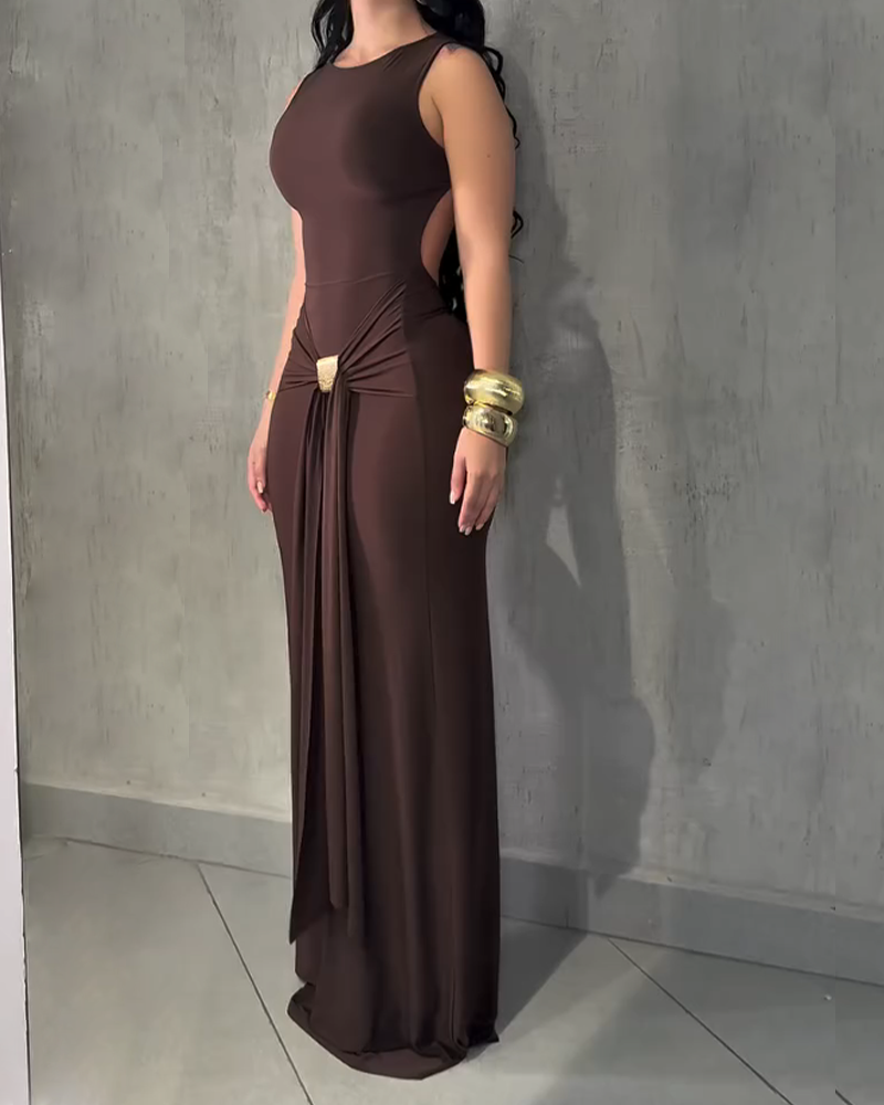 Slim Fit Backless Sleeveless Dress