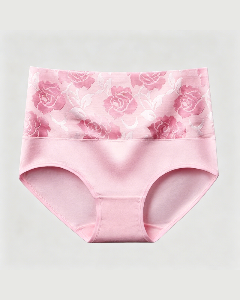 Floral Pattern Cotton High-Waist High-Elastic Tummy Control & Butt Lifting Panties