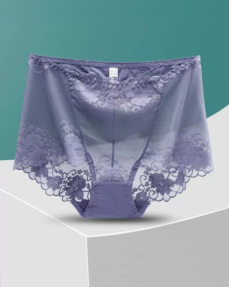 Lace High-Waisted Seamless Breathable Panties