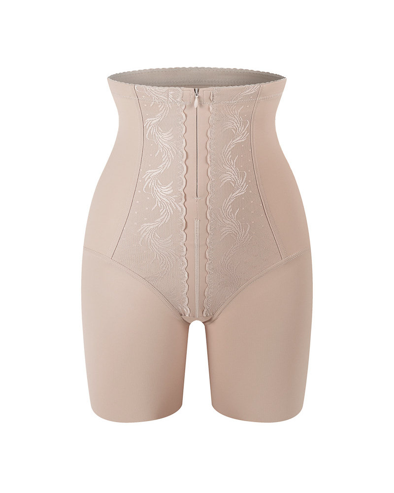 Tummy Control High Waist Shapewear With Zipper And Hook Closure