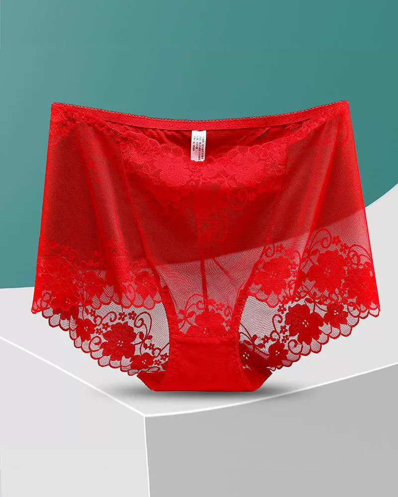 Lace High-Waisted Seamless Breathable Panties