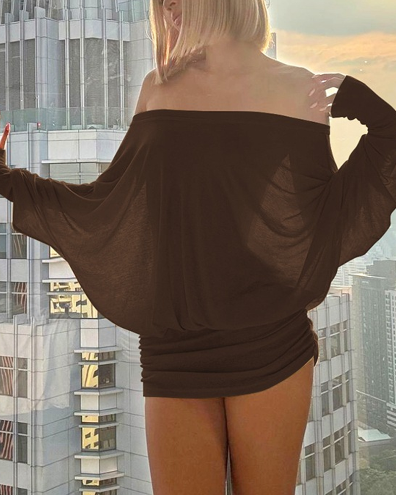 Off-Shoulder Ruched Bodycon Mini Dress