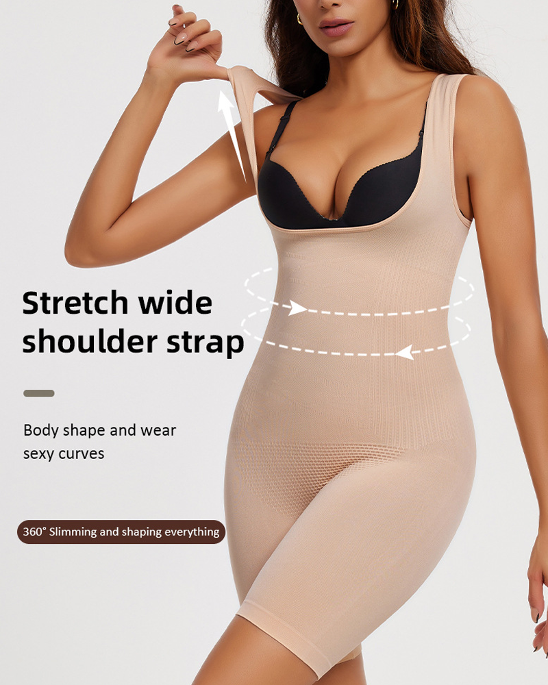 Plus Size Low-Cut Tummy Control And Hip Lifting Bodysuit
