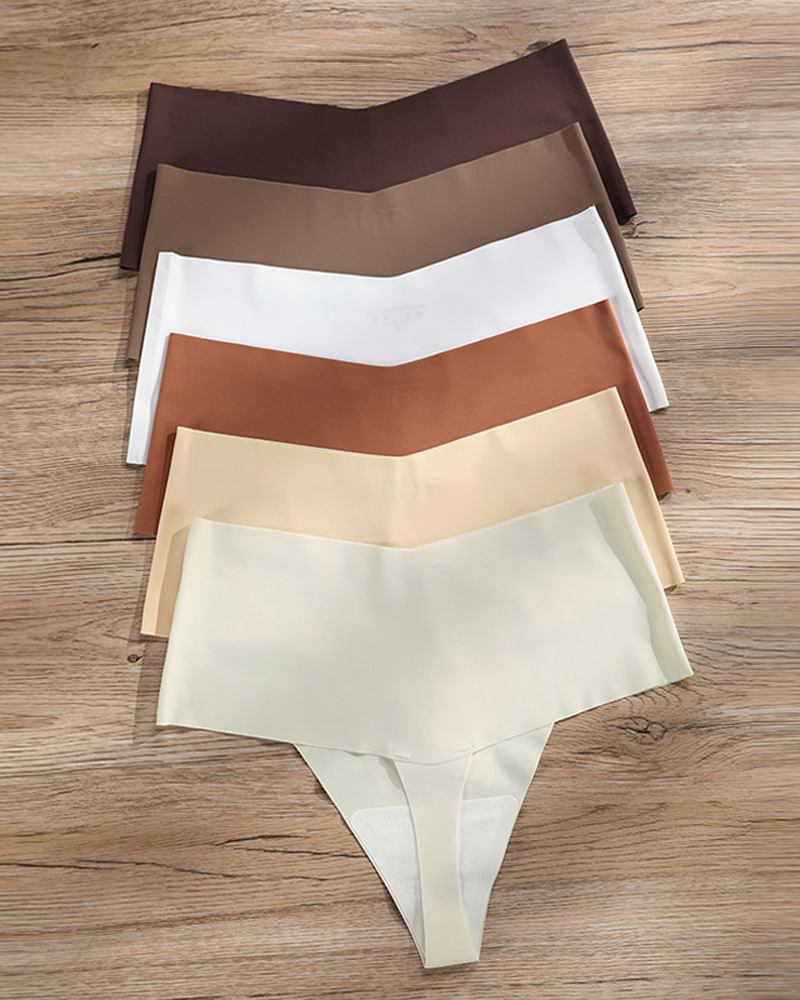 Mid-Waist Seamless Non-Pinch Ice Silk Breathable Thong Underwear