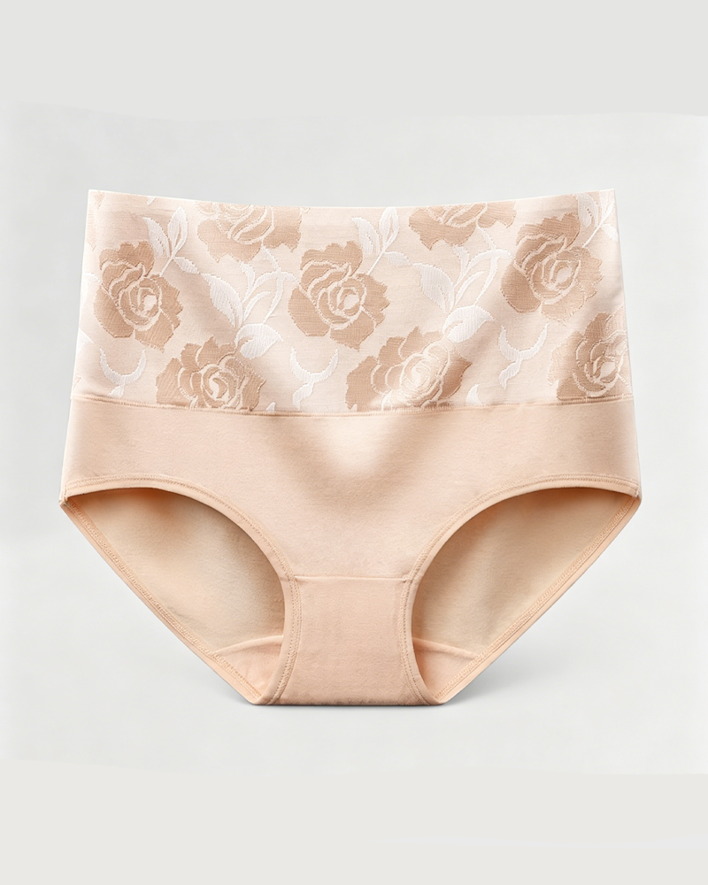 Floral Pattern Cotton High-Waist High-Elastic Tummy Control & Butt Lifting Panties