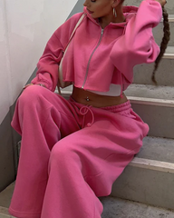 Fleece Fashion Long-Sleeved Sports Casual Sweatshirt Set