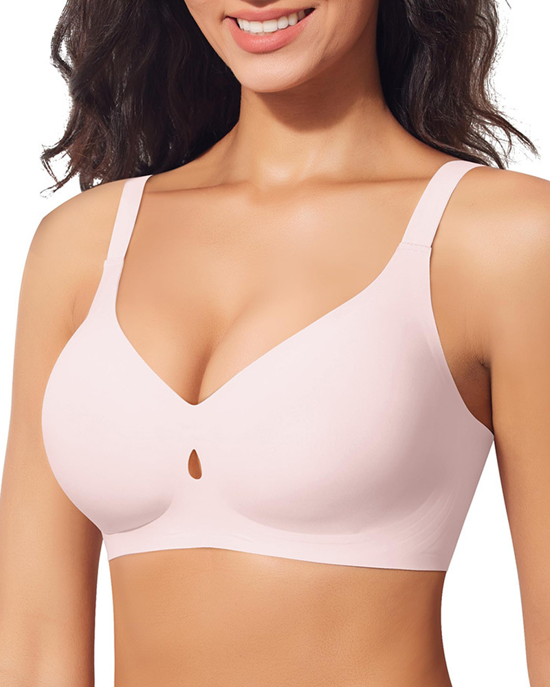 V Neck Jelly Wire Free Water Drop Push Up Bra
