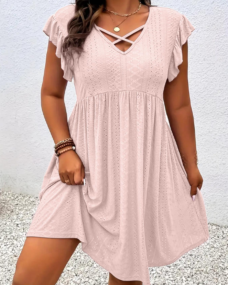 Hollow Out V Neck Bohemian Maxi Dress Casual Holiday Sundress