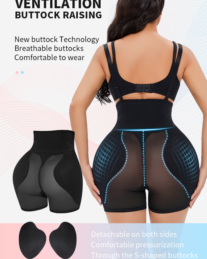 Plus-Size Tummy Control Butt-Lifting Shorts With Removable Hip And Butt Pads