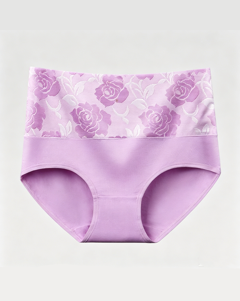 Floral Pattern Cotton High-Waist High-Elastic Tummy Control & Butt Lifting Panties