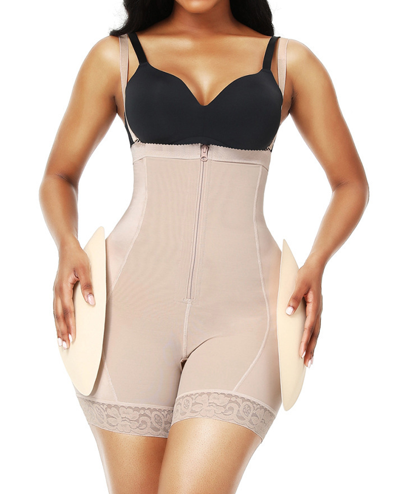 Sponge Padding Hip And Buttock Shaping Shorts With Shoulder Straps
