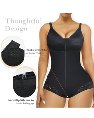 Zippered Front-Opening Lace-Trimmed Tummy Control Shapewear