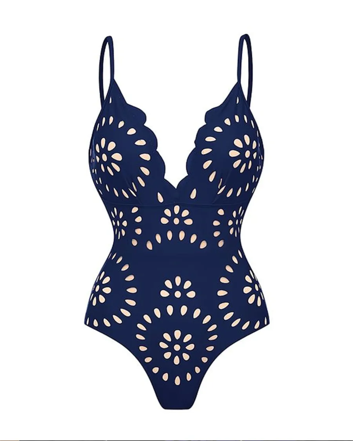 Flower Hollow One Piece Swimsuit and Skirt