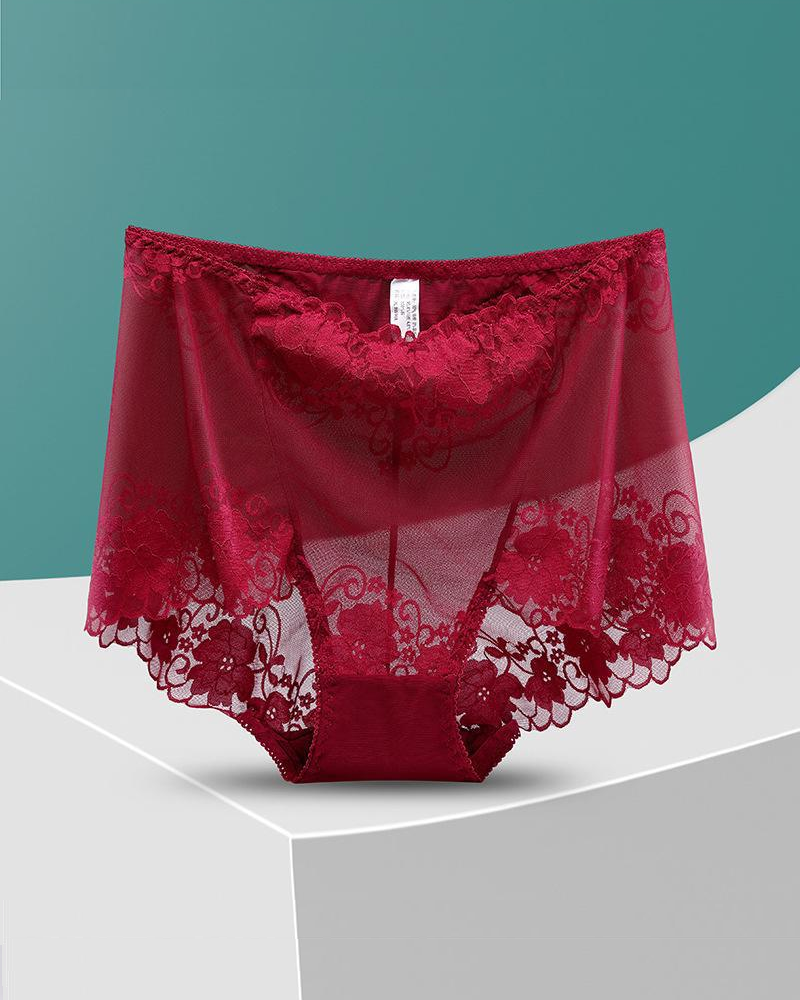 Lace High-Waisted Seamless Breathable Panties