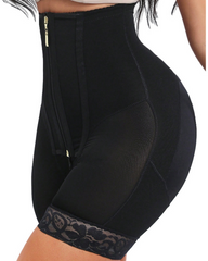 High Waist Zipper Mesh Lace Shapewear Shorts