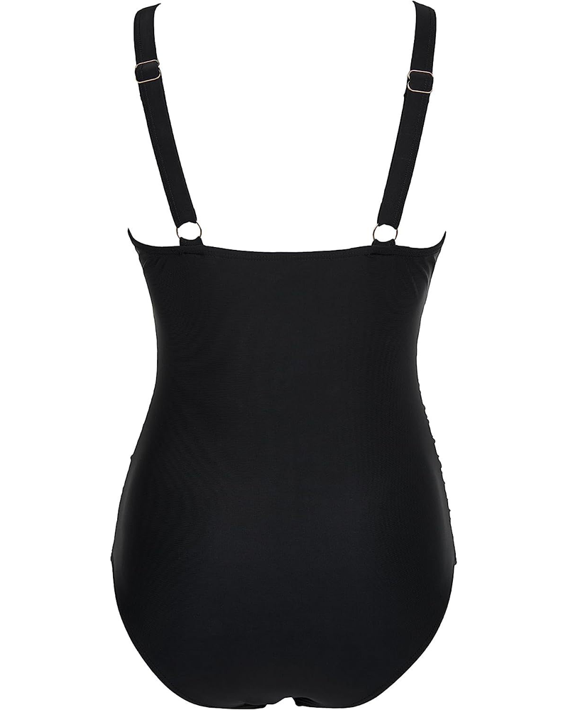 Mesh Panel High Waist Tummy Control One-Piece Swimsuit