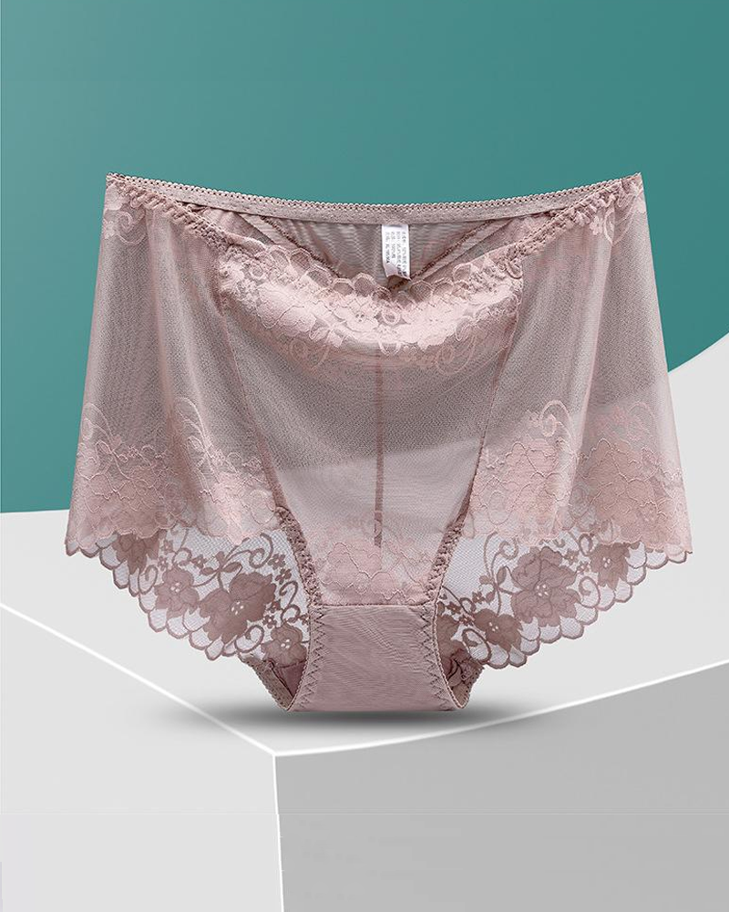 Lace High-Waisted Seamless Breathable Panties