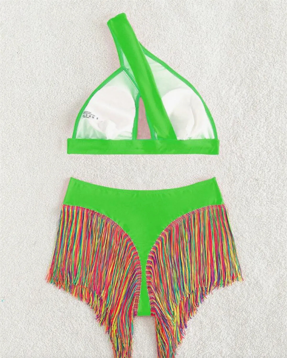 Women's Solid Color Fringe Hem Bikini