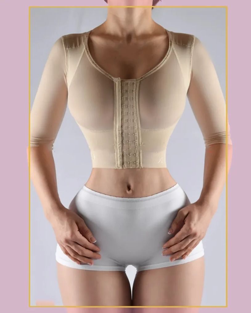 Strapless Top With Middle Sleeve Breasted Hood