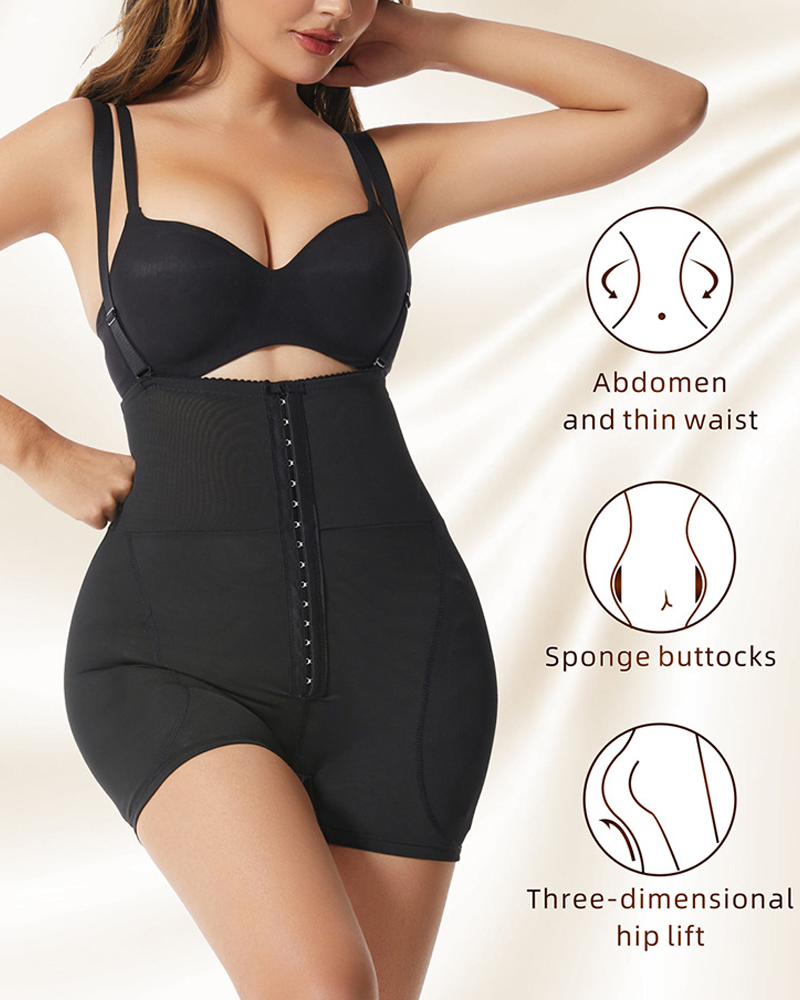 Tummy Control Waist Shaping And Hip Shaping Shorts With Sponge Padding And Shoulder Straps