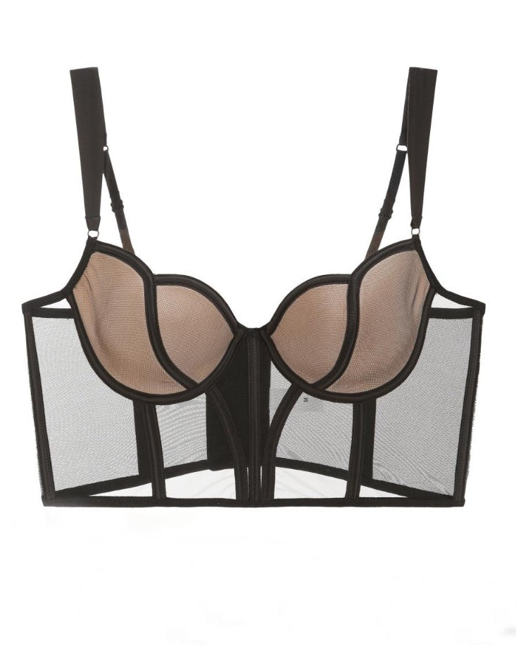 Sheer Mesh Push-Up Corset Top