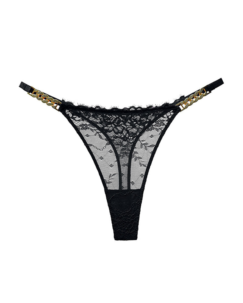 Sexy Rhinestone Metal Chain Women's Thong