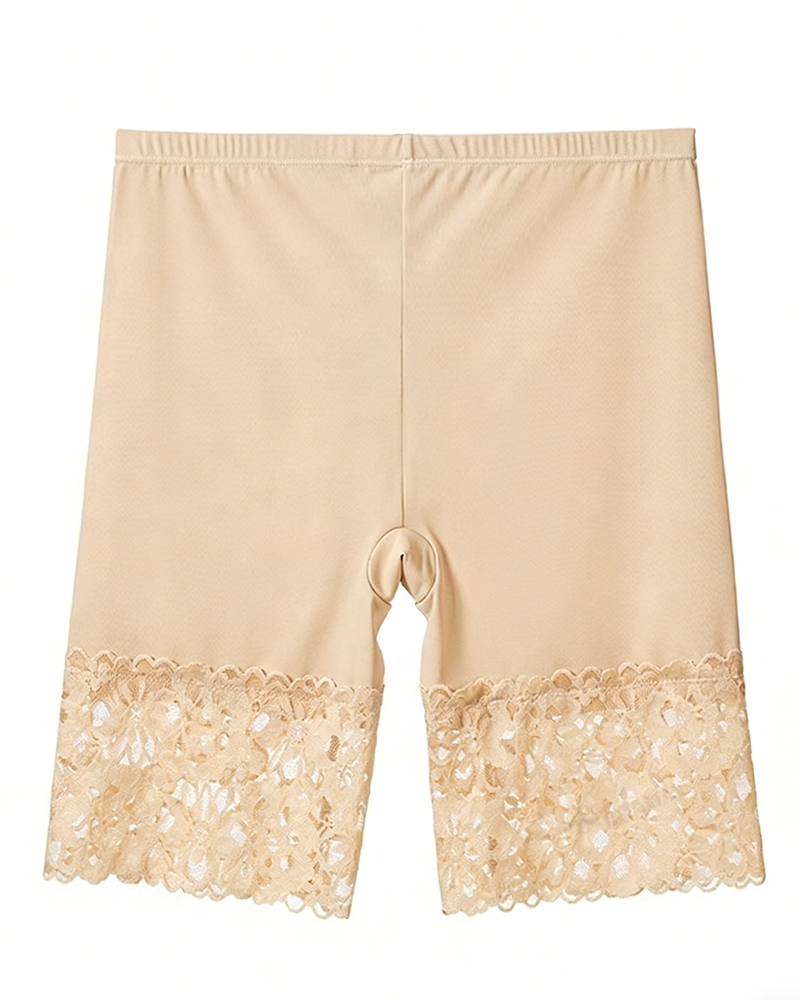 Lace Trim High-Waisted Safety Shorts