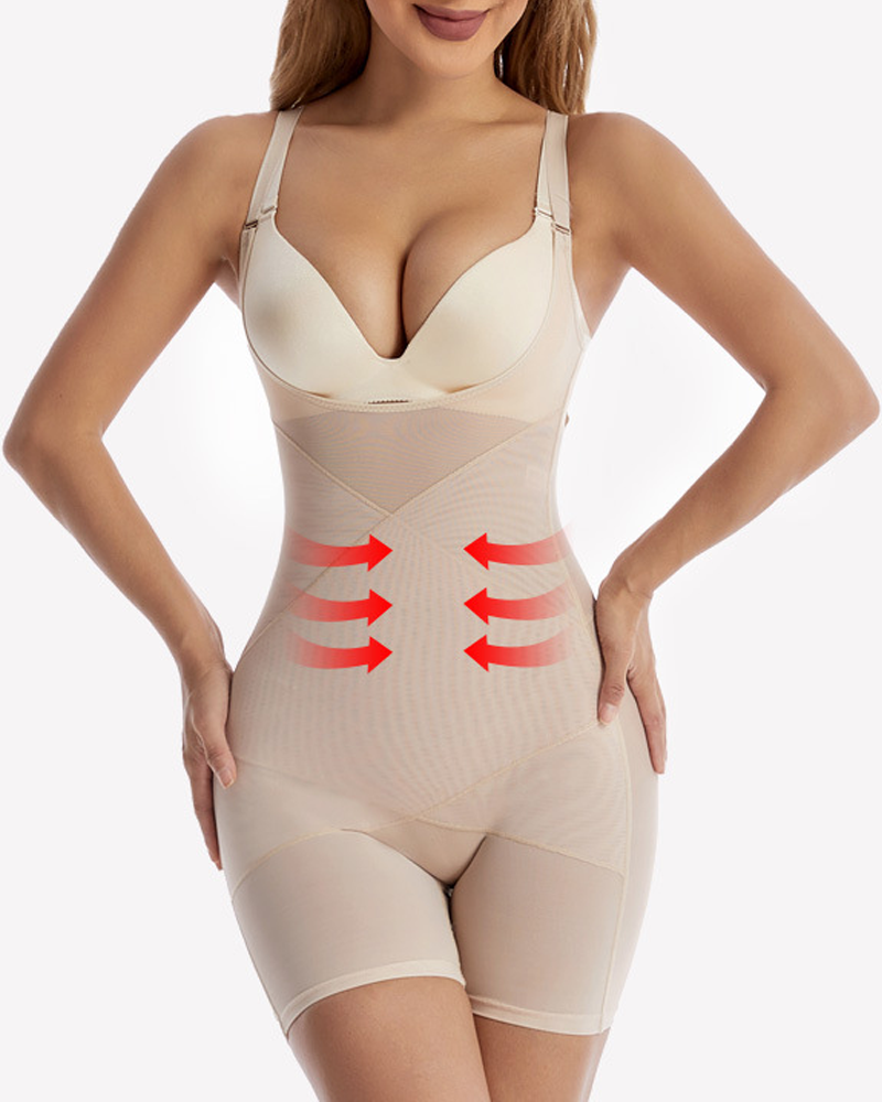 Cross-Compression Tummy Control Seamless Shapewear Bodysuit
