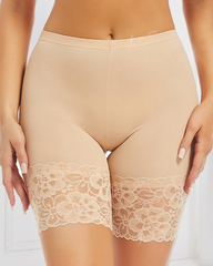 Lace Trim High-Waisted Safety Shorts