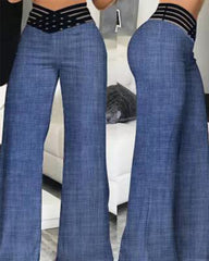 Pants Wide Leg Y2k High Waist Pants Sexy Crisscross Sheer Mesh Office Chic Flared Trousers Spicy Kpop Street Casual Korean Female Pant