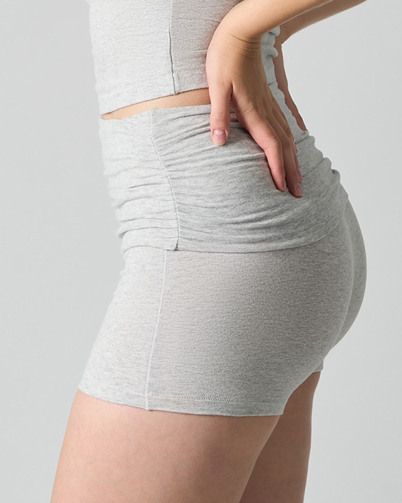 High Waist Ruched Fold-Over Yoga Biker Shorts