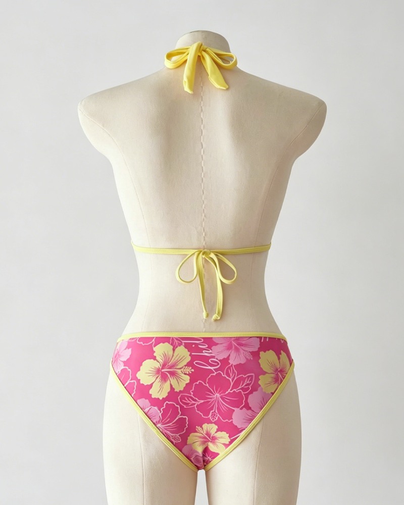 Beach Vacation Halter 3-Piece Skirted Bikini Swimsuit