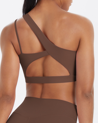 Asymmetrical One-Shoulder Backless Sports Bra