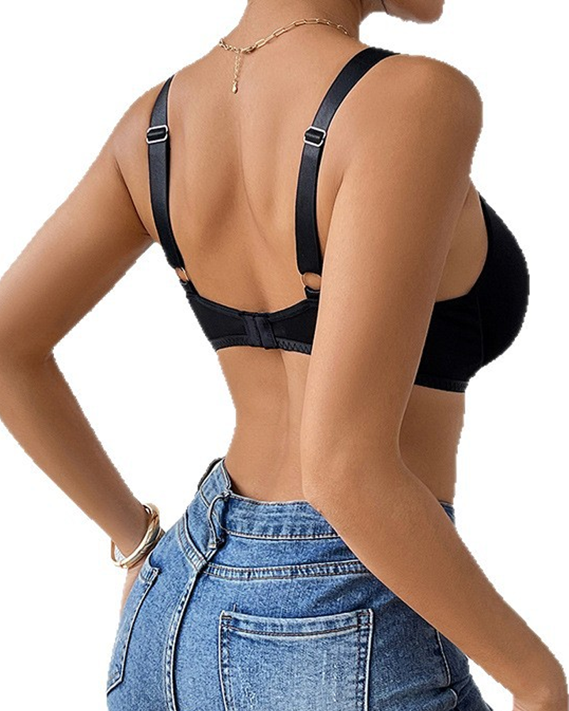 High-elasticity Black Cutout Cross Back Tank Bra