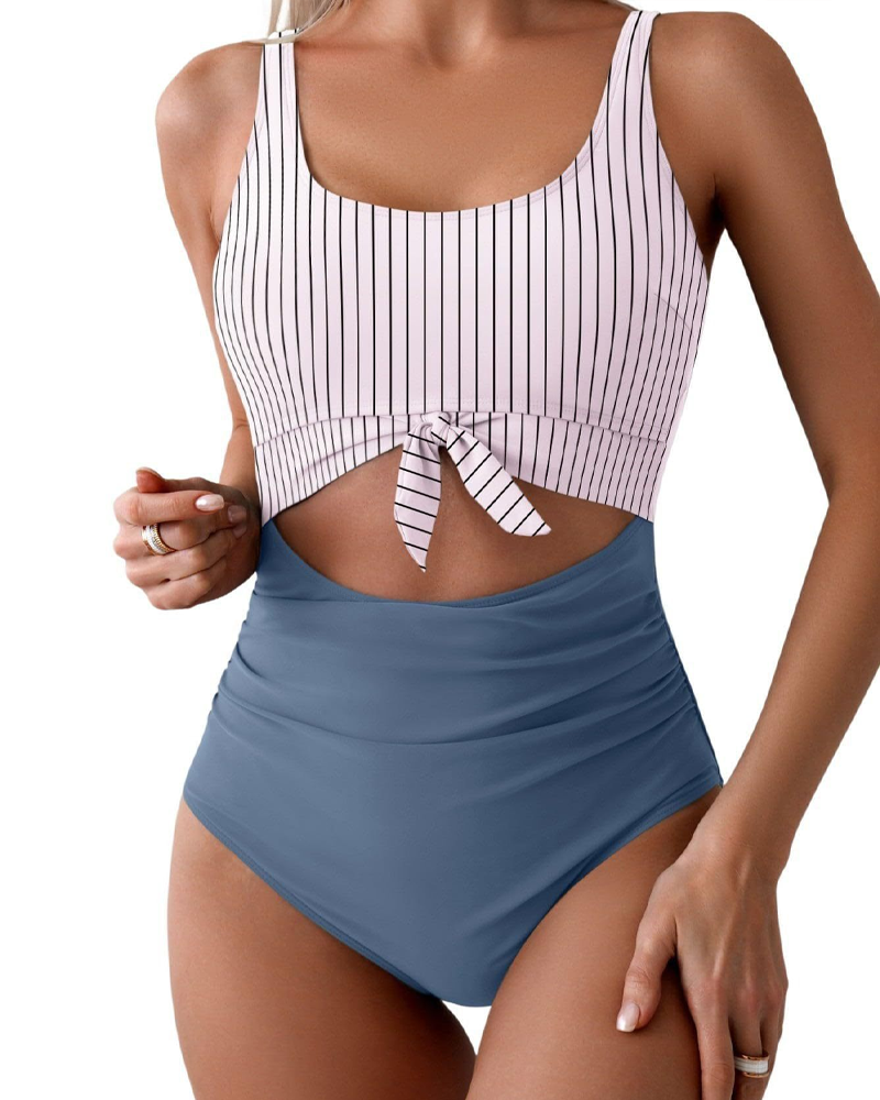 High Waist Cutout Slim Swimsuit