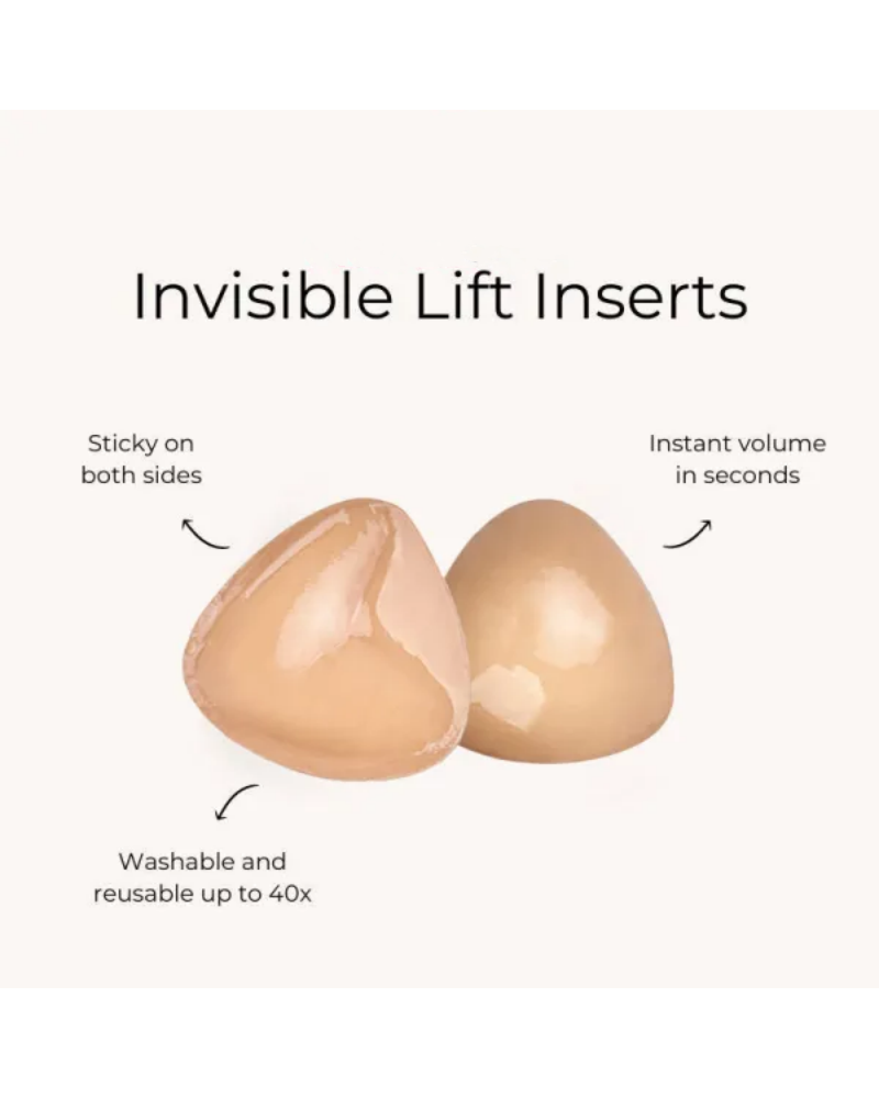 Invisible Lift - Patented Sticky Fashion Bra Inserts Prevents Nipple Slips No Sewing Required Low Cut Tops Womenswear