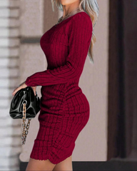 Off-Shoulder One-Neck Tight-Fitting Bodycon Knit Dress