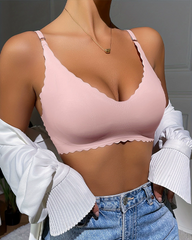Seamless Ice Silk Wavy Edge Wire-Free Push-Up Bra