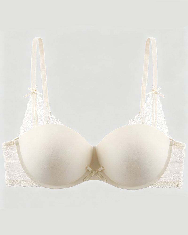 Lace Bow Padded Push-Up Underwire Bra