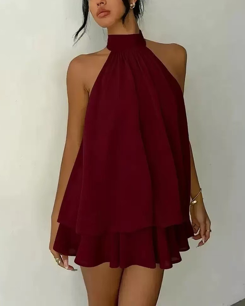 Elegant Chiffon Open-Back Tie Mini Dress